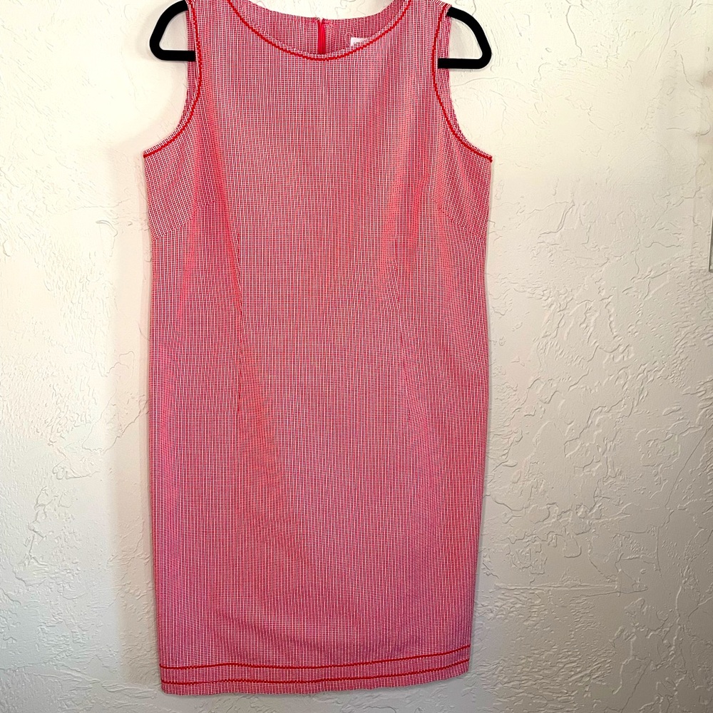 Liz Claiborne 14P cotton sheath dress NWOT red and white check